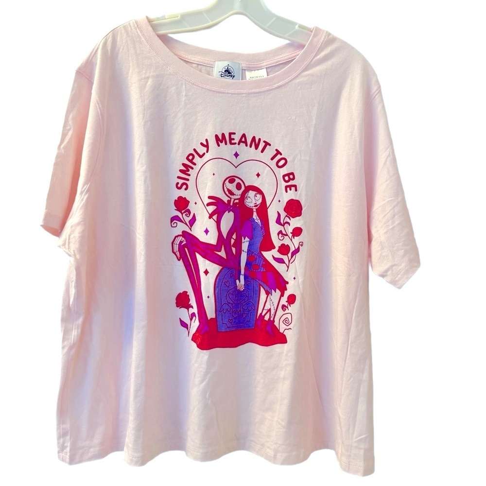 Women’s Disney Jack & Sally Light Pink Short Sleeve T-Shirt - Size 1XL - NWT